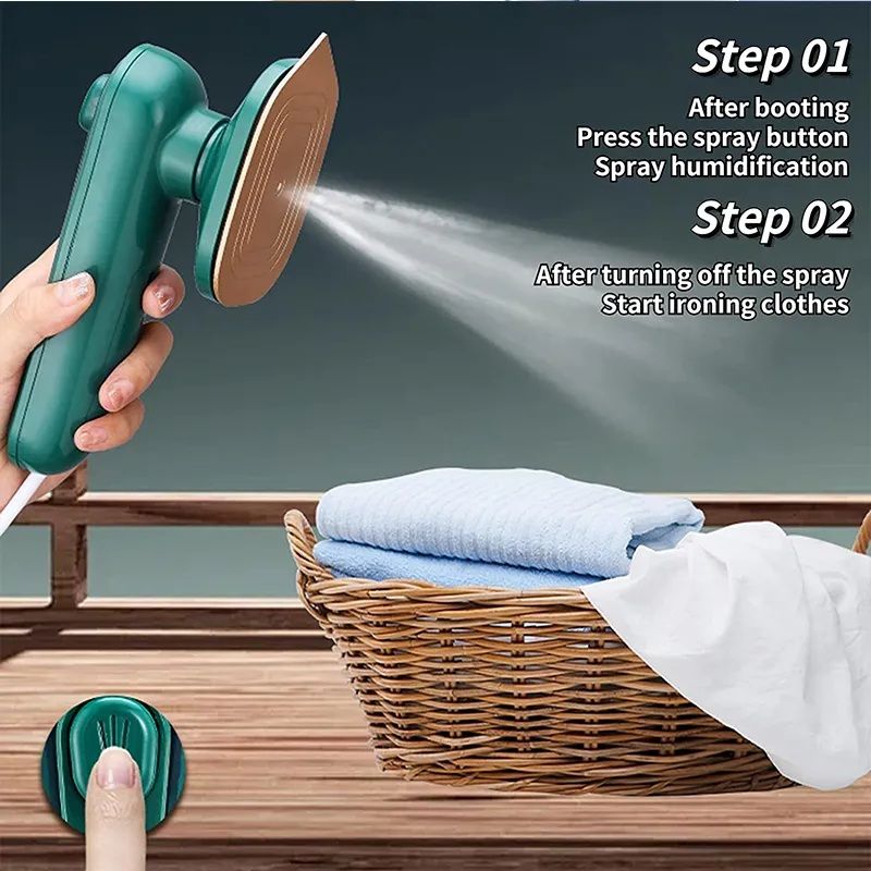 Portable Mini Electric Steam Iron – Handheld Garment Steamer for Clothes