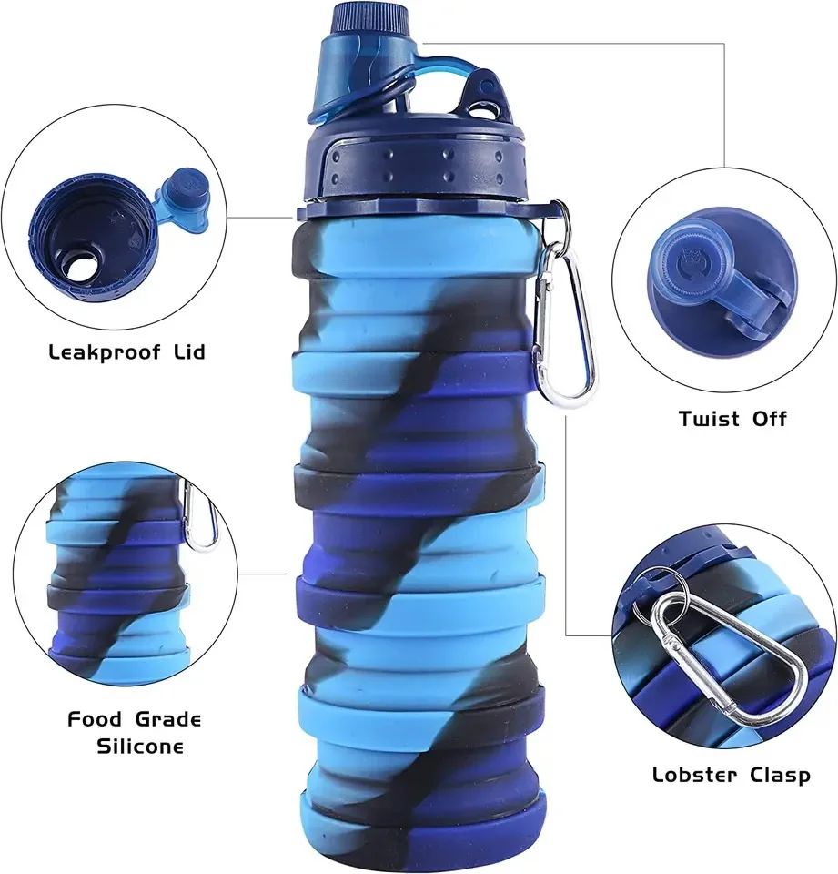 500ml Foldable Silicone Water Bottle – Portable Sports & Outdoor Cup