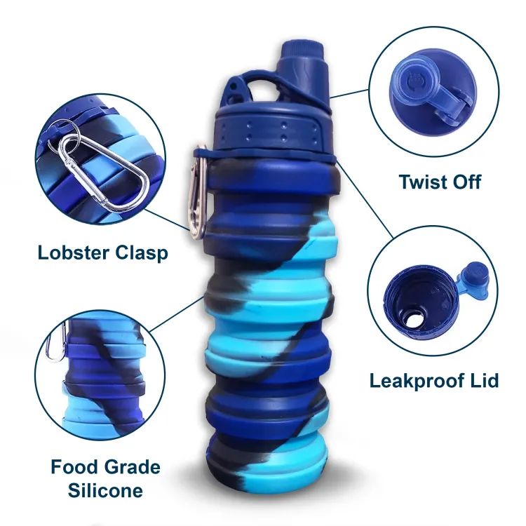 500ml Foldable Silicone Water Bottle – Portable Sports & Outdoor Cup
