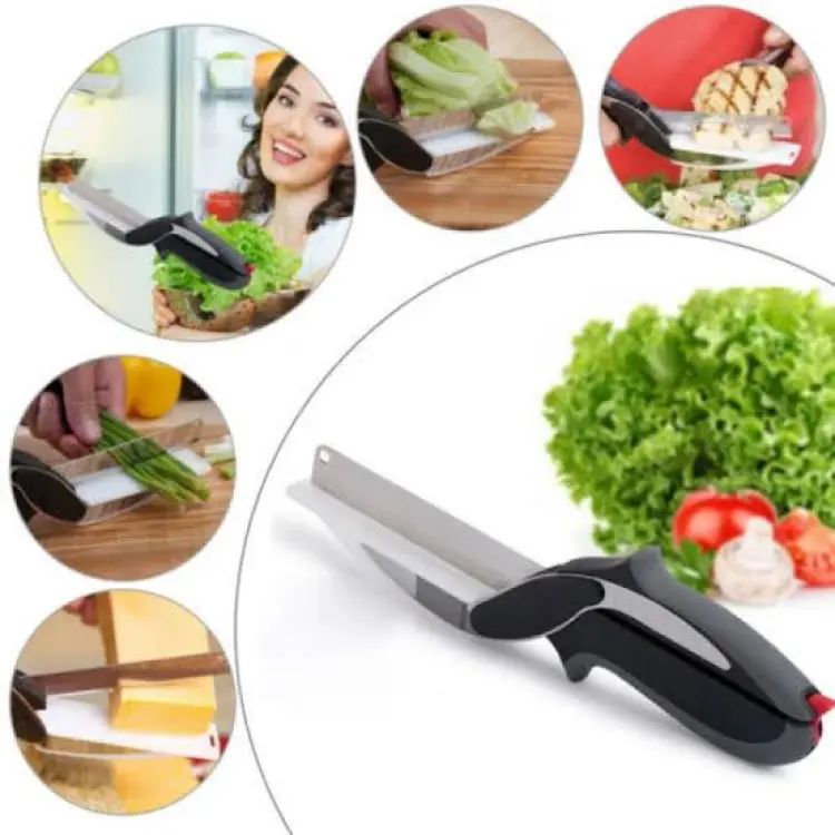 Clever Cutter 2-in-1 Knife & Cutting Board – Stainless Steel Multi-Function Utility Cutter by Crockery Mall
