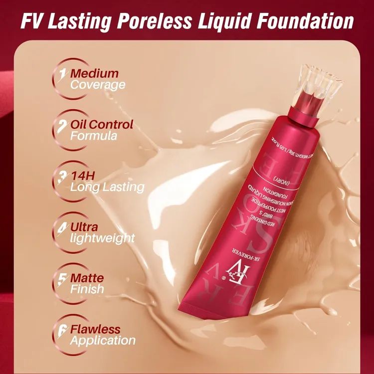 FV Liquid Foundation – Oil-Control, Waterproof & Hydrating Makeup Base Cream