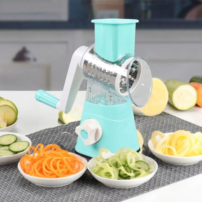 Tabletop Drum Vegetable Cutter – Multifunctional Hand-Crank Shredder & Potato Grater for Home Kitchen